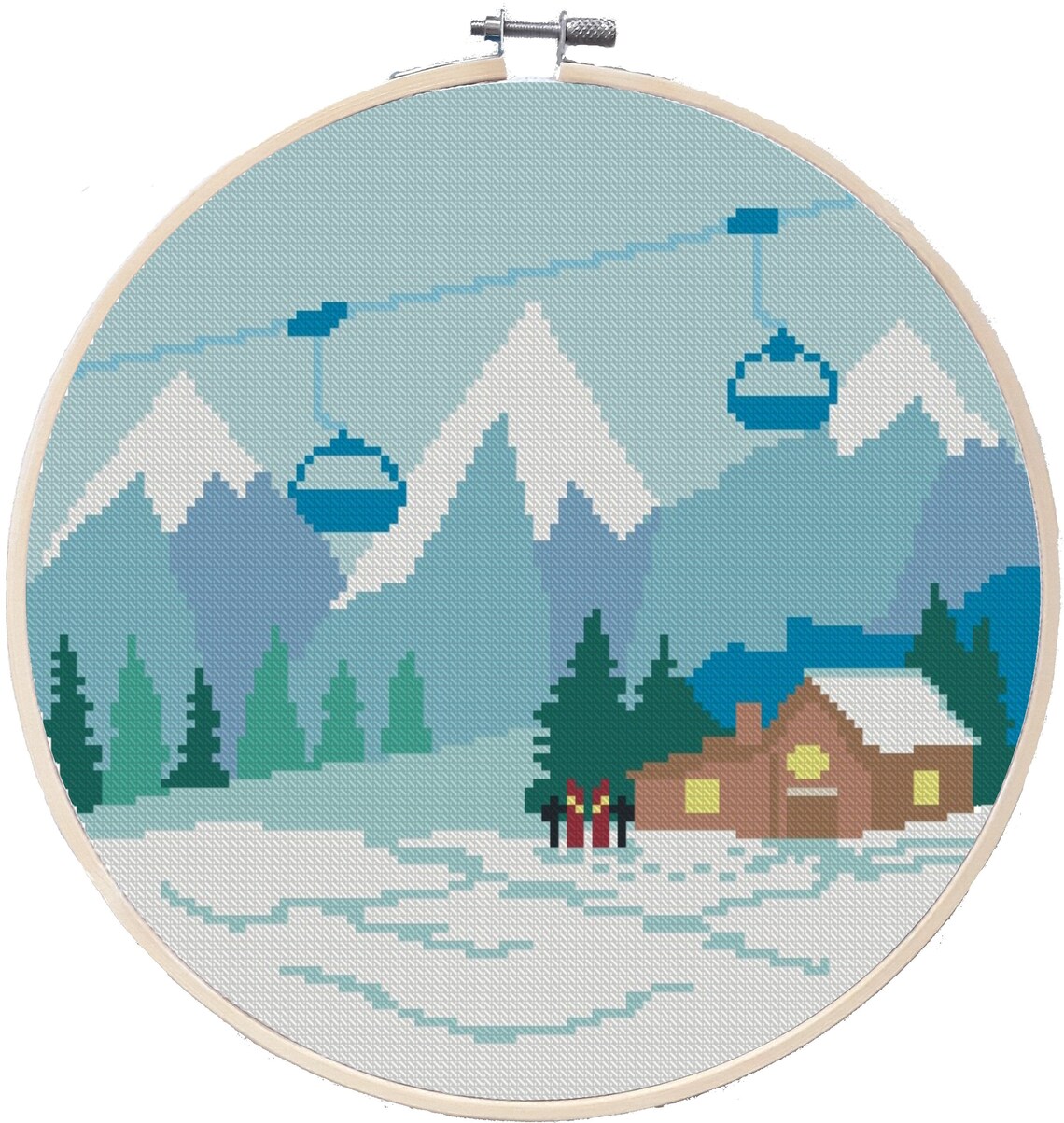 Ski resort cross stitch pattern landscape Mountains cross | Etsy