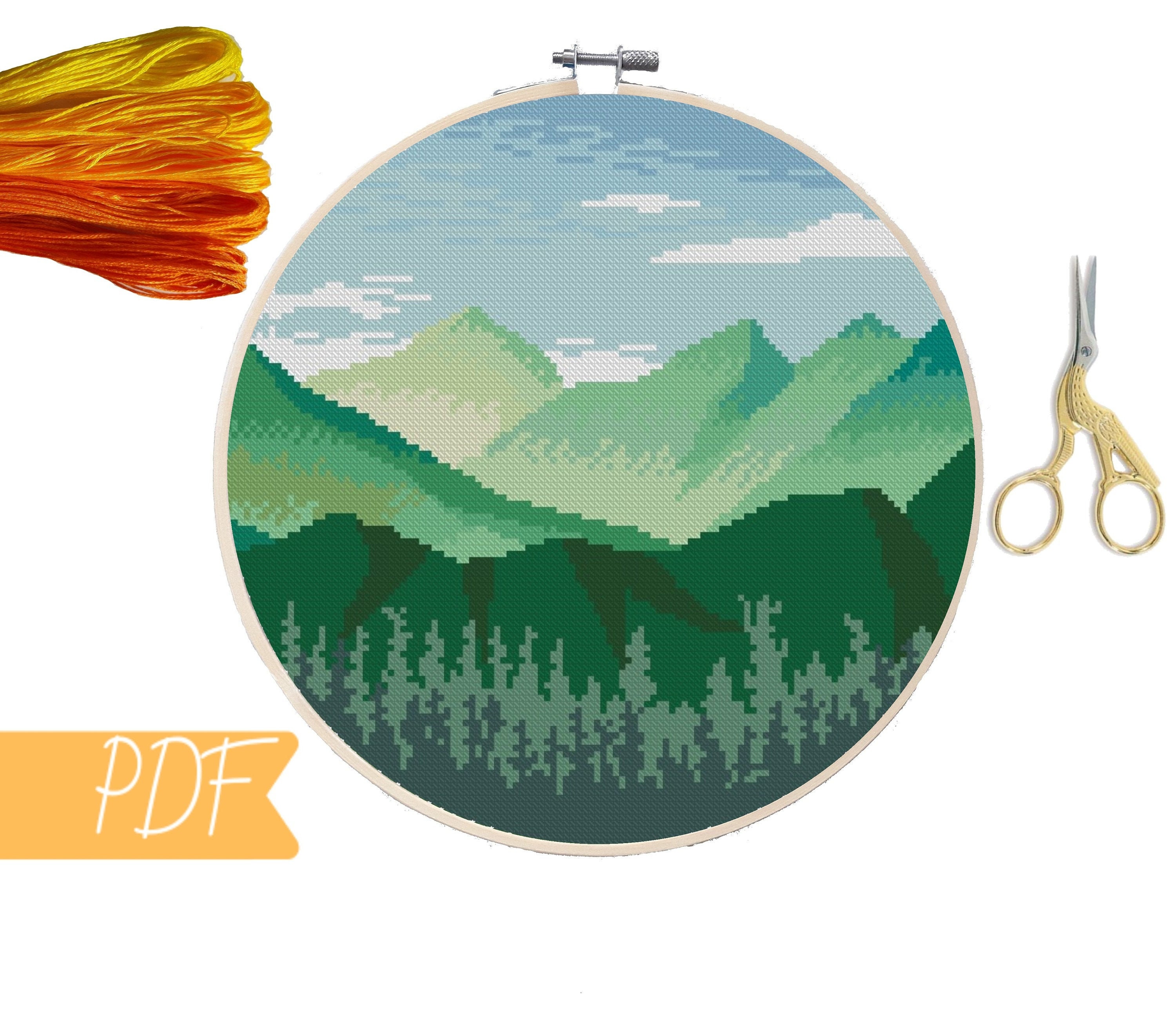 Mountains cross stitch pattern landscape Modern cross stitch | Etsy