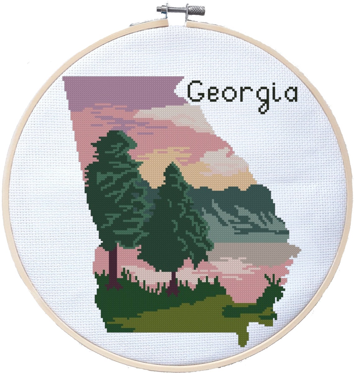 state cross stitch pattern USA cross stitch nature Etsy
