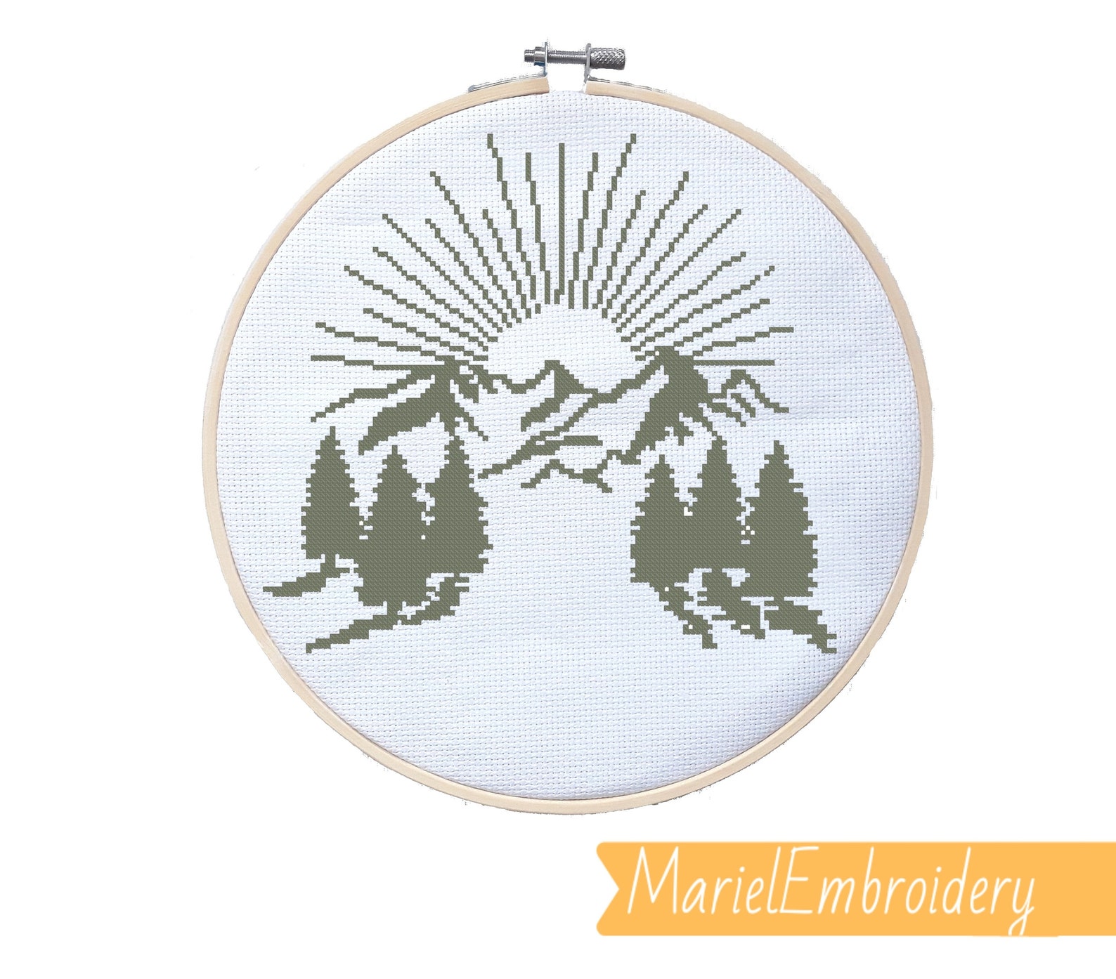 Mountains cross stitch pattern landscape Forest cross stitch Etsy