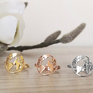 Meilleure bague carte du monde, bague globe, bague de voyage, cadeau de voyage, bague terre, cadeau envie de voyager, bague fine carte du monde, amateur de voyage, bague carte