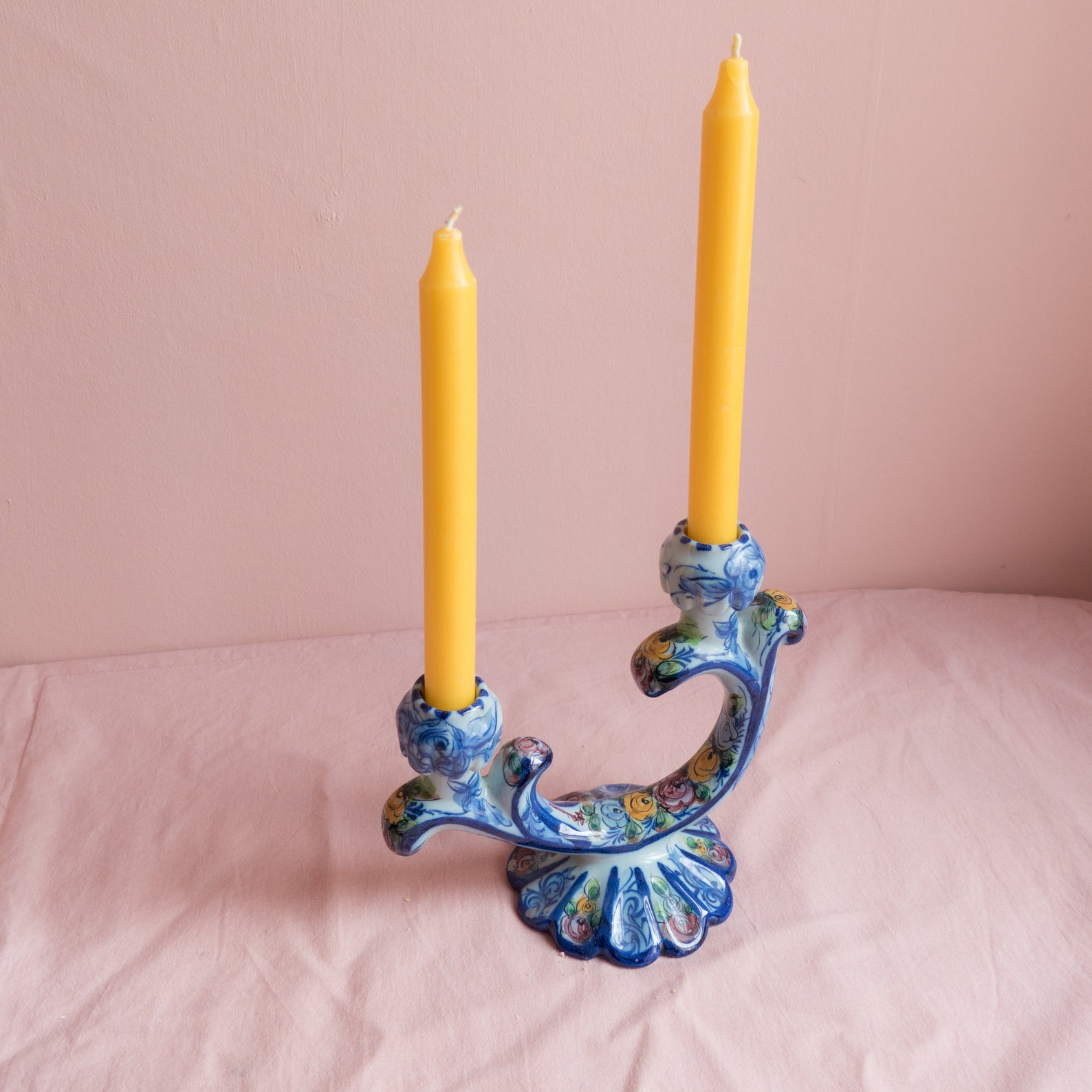 Portuguese Double Candlestick Holder / Floral Pattern Etsy