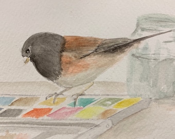 Junco Painting, Junco original watercolor, Junco artwork, Junco Painting, Original Watercolor of Birds, Wildlife
