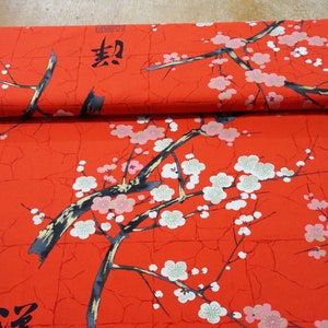 Alexander Henry Fabrics &#39;Golden Garden&#39; in red 100% cotton sheeting De Leon Design