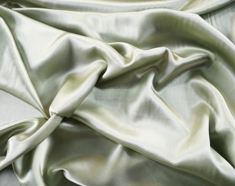 Silk Charmeuse 16momme  in Sage 100% Chinese Mulberry Silk 6A Top Grade