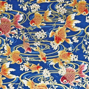 Cosmo Textiles  Kingyo in Blue  100% cotton with textured 'slub' made in Japan