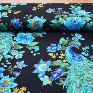 Timeless Treasures pavoni Plume di Chong-A Hwang 100% cotone