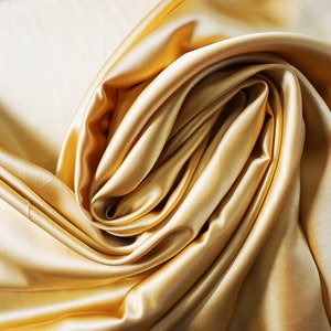 Silk Charmeuse 33 momme  in Gold 100% Chinese Mulberry heavyweight Silk 6A Top Grade
