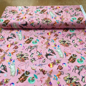 Michael Miller Circus Animals in pink