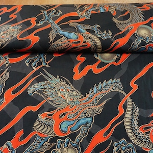 Alexander Henry Golden Tatsu Dragon Print: 100% Cotton Fabric