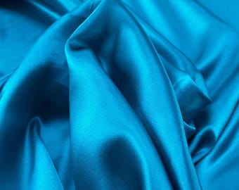 Silk Charmeuse 16momme  in Tibetan Blue 100% Chinese Mulberry Silk 6A Top Grade
