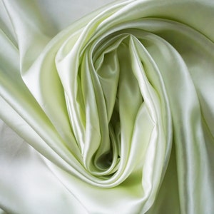 Silk Charmeuse 16momme  in fruit green 100% Chinese Mulberry Silk 6A Top Grade