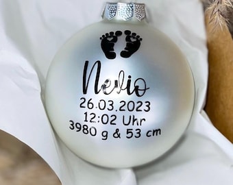 パーソナライズされたクリスマスオーナメント、パーソナライズされたクリスマスプレゼント、赤ちゃんの足 | 初めてのクリスマス | クリスマスツリーオーナメント | パーソナル | 誕生