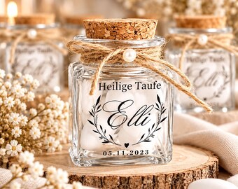 Recuerdos personalizados para bautizos, comuniones y confirmaciones | Frasco de almendras con nombre | Recuerdo con almendras | Frasco con tapón de corcho