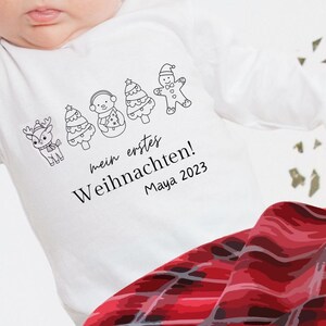 My First Christmas Baby Body. Christmas Outfit Baby Romper Personalized with Name. Baby Playsuit Longsleeve