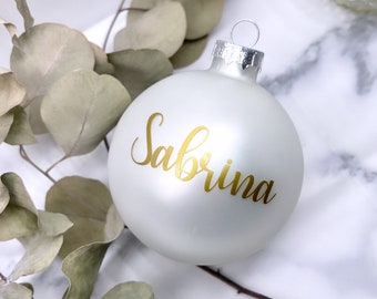 Pallina di Natale personalizzata con nome - Decorazione natalizia in vetro | Pallina per albero di Natale | Regalo di Natale | Pallina per albero di Natale regalo decorativo