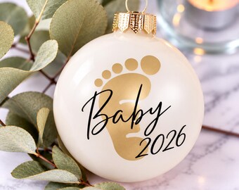 Adorno navideño personalizado con huellas de bebé: regalo para anunciar el embarazo, obsequio para futuros abuelos, bebé 2026.