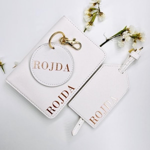 Personalized Travel Set with Matching Keychain Passport Holder & Luggage Tag Wedding Gift Honeymoon Gift Couples