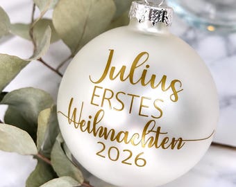 Adorno navideño personalizado con nombre – Primera Navidad 2026, adorno de cristal para árbol de Navidad, regalo para bebé
