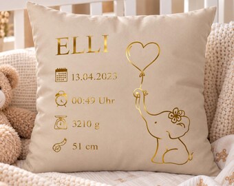 Funda de almohada personalizada, almohada de nacimiento con nombre, almohada con nombre, almohada de nacimiento, una excelente idea de regalo para el nacimiento o bautizo de un bebé.