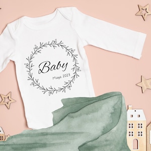 My First Christmas Baby Bodysuit. Christmas Outfit Baby Romper Personalized with Name. Baby playsuit long sleeve