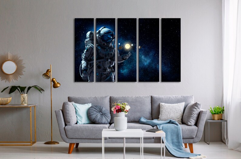 Space Wall Art Astronaut Wall Art Contemporary Art Exta Etsy