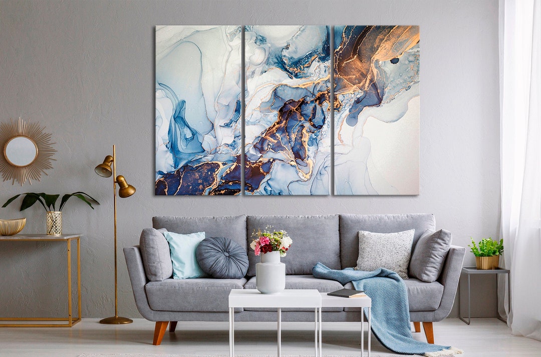 Exta Large Wall Art Contemporary Blue Wall Art Abstract - Etsy