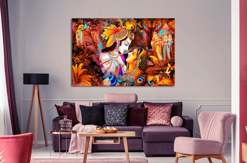 Radha Krishna Wall Art Radha Krishna Painting Artcolor Etsy