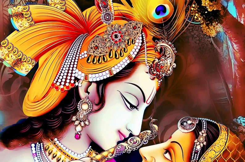 Radha Krishna Wall Art Radha Krishna Painting Artcolor Etsy