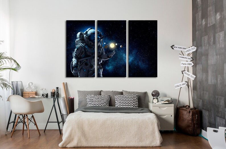 Space Wall Art Astronaut Wall Art Contemporary Art Exta Etsy