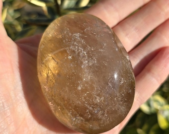 Large Smoky Quartz Palm Stone Crystal Carving Smoky Palm Stone, Crystal Healing Stone Smoky Quartz Altar Stone