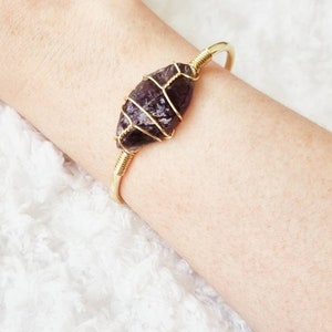 Amethyst crystal bracelet Wire wrapped crystal jewellery Rough Amethyst crystal
