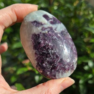 Large Purple Lepidolite Crystal Palm Stone,  Lepidolite Worry Stone, pagan Crystals, Calming Home Decor, Relaxation and Calming Gifts