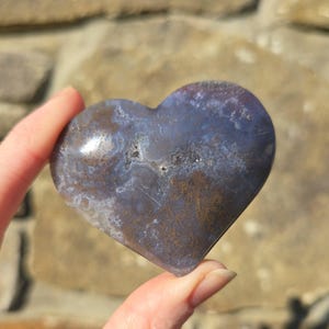 Moss Agate Heart carving palm stone,Puffy Heart crystal healing stone, Green Druzy altar Palm stone, Abundance Growth and Protection Stones