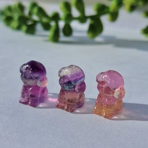 Mini Fluorite Carving Crystal, Poodle Mini Fluorite Carvings, Mini Crystal Dog, Mini Fluorite Puppy, Mini Animals