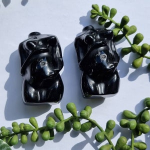 Obsidian Schwangere Göttin Kristallschnitzerei Palmenstein, Kristall Heilstein Schwangerschaft Göttin wicca pagan carving