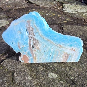 Hemimorphite Crystal Slice | Raw Blue Hemimorphite Slab | Healing Crystal for Communication Calming | Mineral Specimen for Collectors Decor