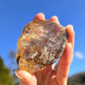 Garden Quartz Free Form Crystal,  Healing Point Lodolite, Clear Garden quartz with Inclusions, Crystal Free Form Carvings