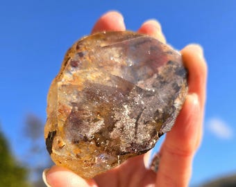 Garden Quartz Free Form Crystal,  Healing Point Lodolite, Clear Garden quartz with Inclusions, Crystal Free Form Carvings