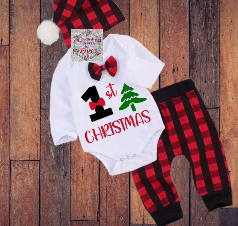 Personalized Hat Outfit Baby Boy My First Christmas