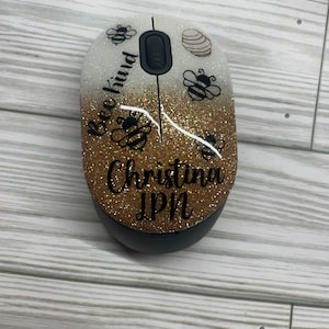 Glitter Epoxy Wireless Mouse, Wireless Glittered Mouse, Customized Glitter Epoxy Mouse, Personalized.