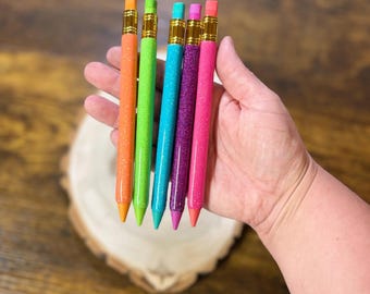 Mechanical Pencils, Personalized Glitter Set | Refillable 1.3mm School Supplies