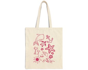 Pink Beachy Summer Seashell Collage Cute Vacation Double Sides Two Sided Tote Beach Bag