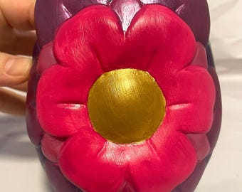 Hand-Painted Ceramic Flower Pot – Pink, Purple, Butterfly Garden Planter