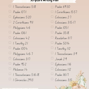 Thankful Scripture Writing Plan Instant Download JPG Printable Wall Art