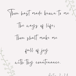 Acts 2:28 KJV Verse Instant Download SVG Printable Wall Art