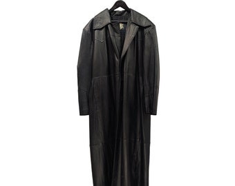 Region 25 California Black Leather Trench Coat - 'hard