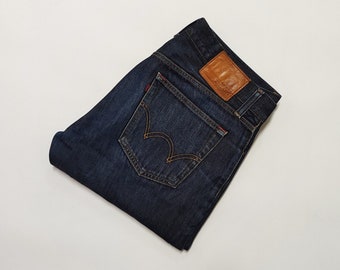 Kushitani Hamamatsu jeans índigo talla 34 hechos en Japón - Edwin jeans de pierna recta, ajuste relajado, tela japonesa única, bragueta con cremallera