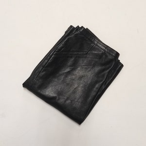 Vintage black leather skirt size 44, made in Italy - High waist black leather skirt