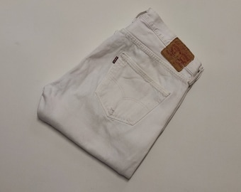 Levi's 501 white jeans size 36x34 - 90s USA Regular fit straight white jeans with buttons fly and 4 pockets